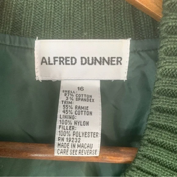 Alfred Dunner Corduroy Retro Velour Green Zip Sweater Vest Vintage Women's Sz 16 - Picture 6 of 7